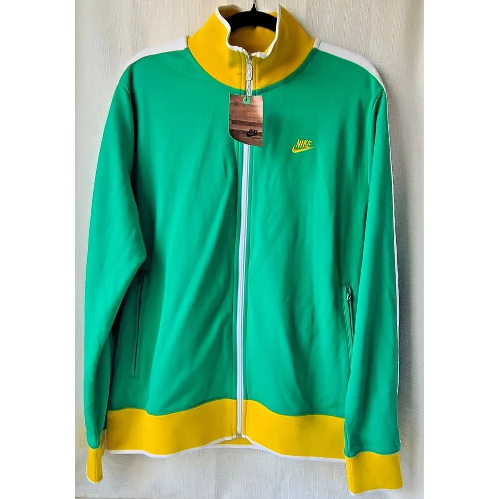 Nike Sportswear Mens Large Track Jacket Green Yellow Full Zip NWT 2009 370404